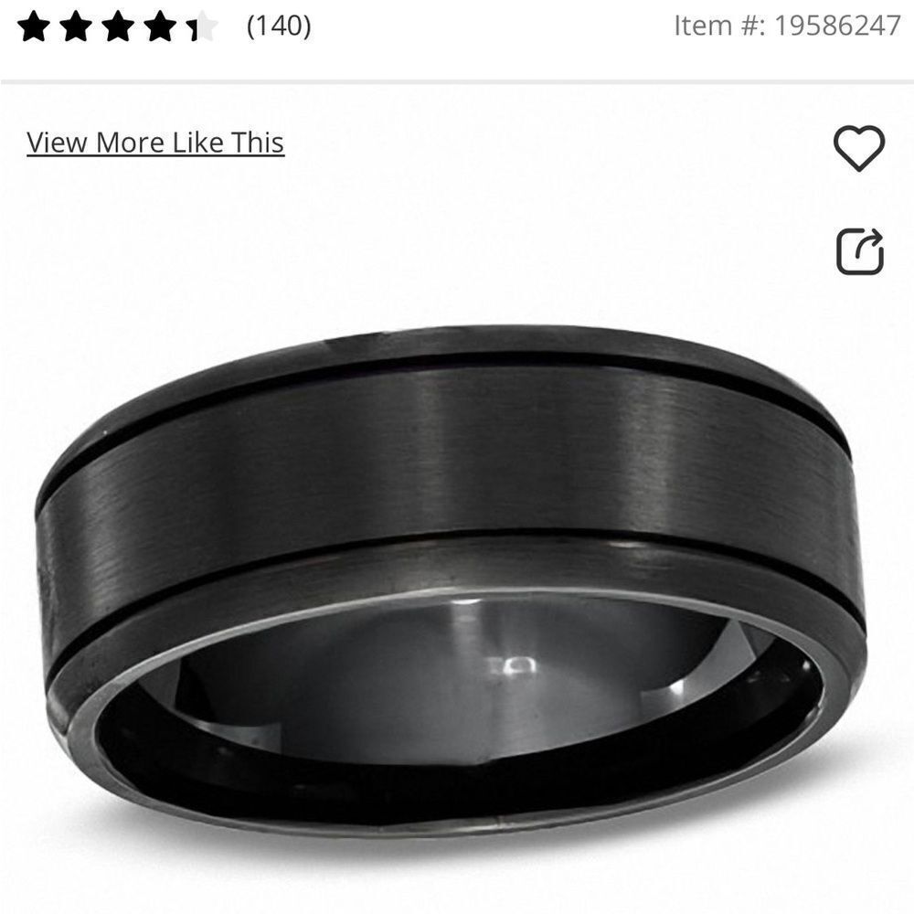 ZALES  8.0mm Stainless Steel
Wedding Band In Black Sz10 Never Used